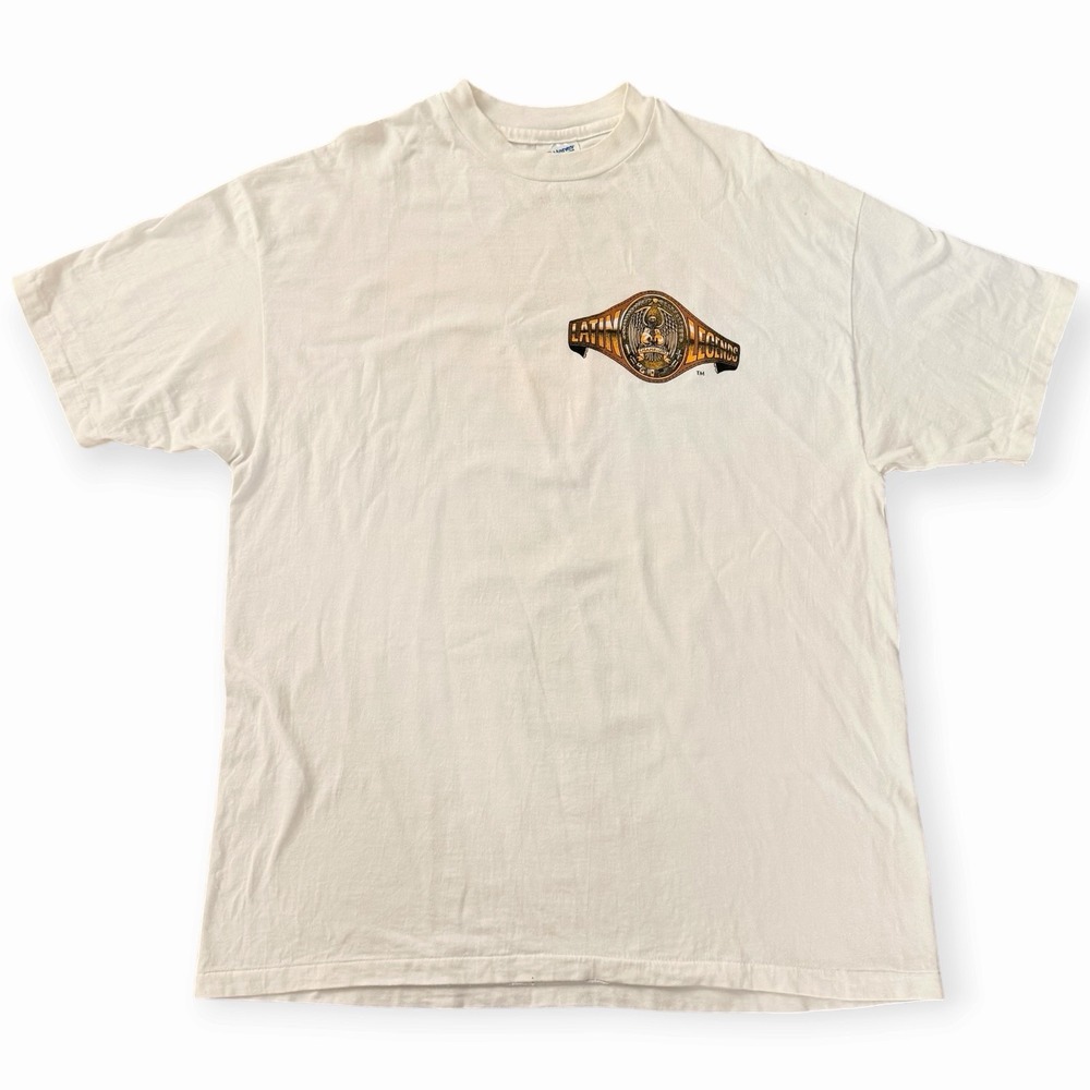 Vintage 90s Hanes Beefy-T Chavez Latin Legends Boxing Graphic T-Shirt White XL